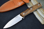 Lionsteel B35 Fixed Blade - Walnut Wood Handle / Sleipner Steel / Leather Sheath B35WN - Northwest Knives