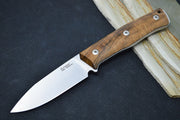Lionsteel B35 Fixed Blade - Walnut Wood Handle / Sleipner Steel / Leather Sheath B35WN - Northwest Knives