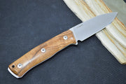 Lionsteel B35 Fixed Blade - Walnut Wood Handle / Sleipner Steel / Leather Sheath B35WN - Northwest Knives