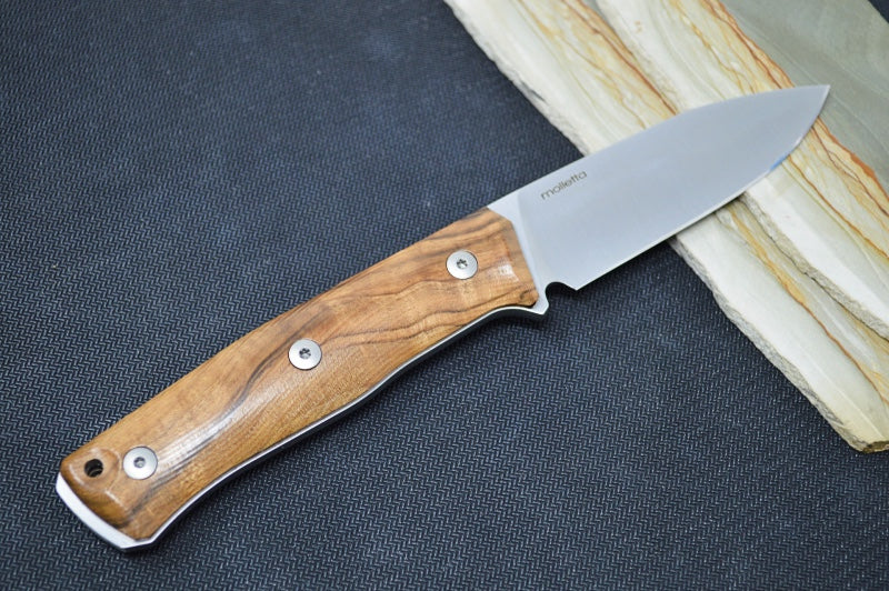Lionsteel B35 Fixed Blade - Walnut Wood Handle / Sleipner Steel / Leather Sheath B35WN - Northwest Knives