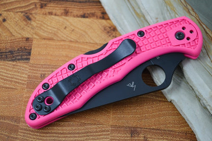 Spyderco Delica - Flat Ground Pink Handle / Black Blade - C11FPPNS30VBK