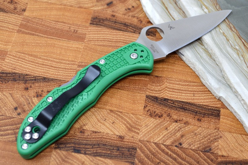 Spyderco Delica - Green Handle / Satin Blade - C11FPGR - Northwest Knives