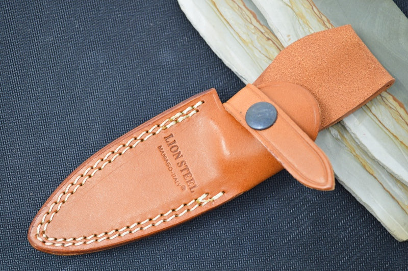 Lionsteel B35 Fixed Blade - Walnut Wood Handle / Sleipner Steel / Leather Sheath B35WN - Northwest Knives