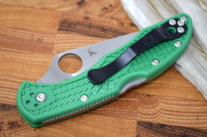 Spyderco Delica - Green Handle / Satin Blade - C11FPGR
