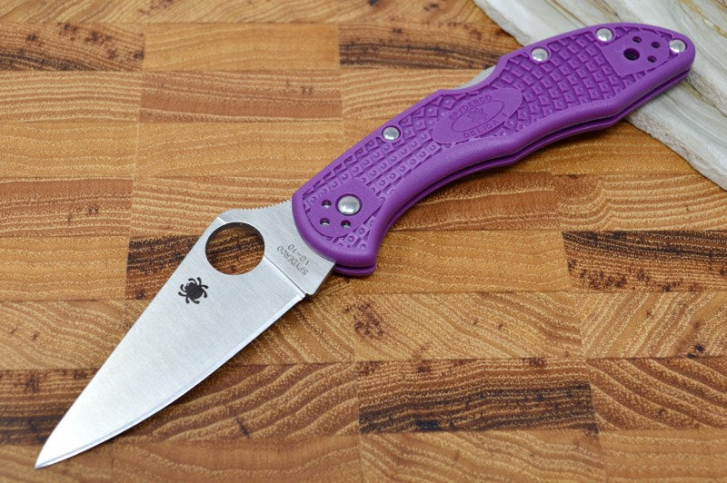 Spyderco Delica - Purple Handle / Satin Blade - C11FPPR - Northwest Knives