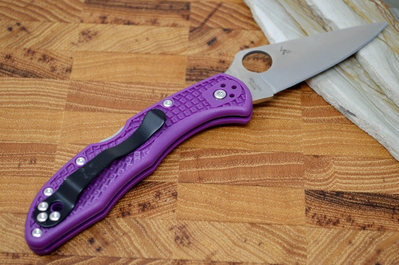 Spyderco Delica - Purple Handle / Satin Blade - C11FPPR
