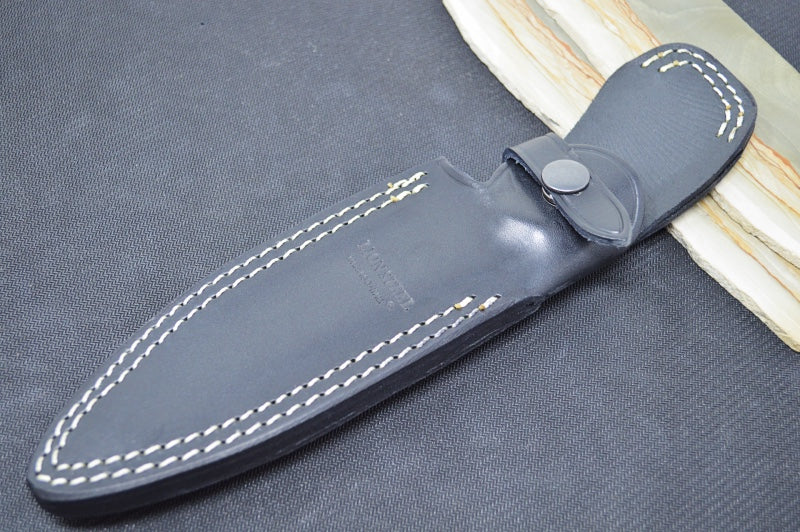 Lionsteel T5B Fixed Blade -  Green Canvas Micarta Handle / Niolox Steel / Leather Sheath T5BCVG - Northwest Knives