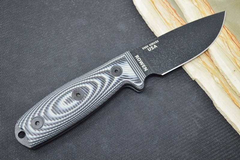 Esee Knives Model 3 - 3D Gray & Black G-10 Handle / 1095 Steel / Textured Powdered Blade 3PMB-002