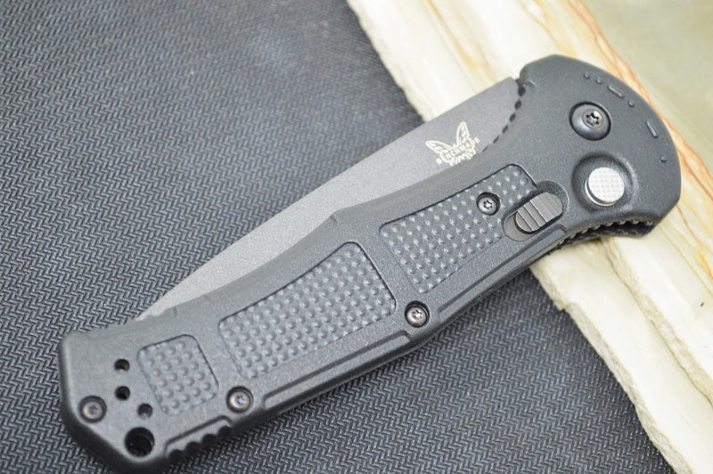 Benchmade 9070SBK Claymore - Black D2 Drop Point Combo Blade / Black Grivory Handle