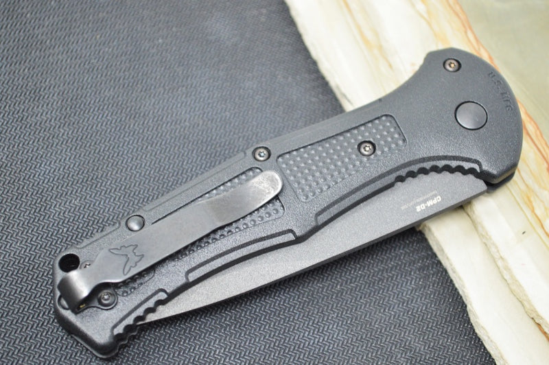 Benchmade 9070SBK Claymore - Black D2 Drop Point Combo Blade / Black Grivory Handle