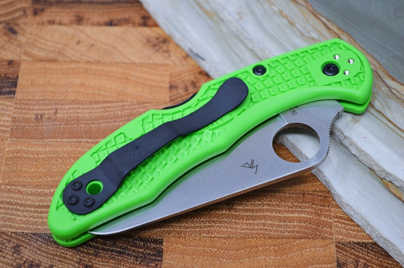 Spyderco Salt 2 Knife With Green FRN Handle | Leaf Shaped Style  And Satin Blade | Northwest Knives