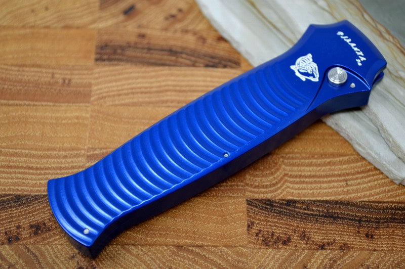 Piranha Knives "Bodyguard" - S30V Stonewash Blade / Blue Aluminum Handle - Northwest Knives