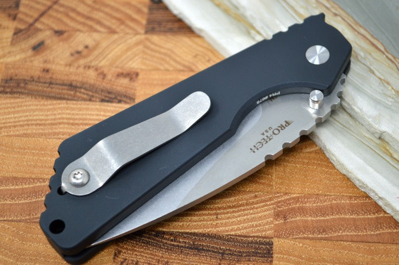 Pro Tech Strider SnG - Black Aluminum Handle / Stonewash Blade 2401