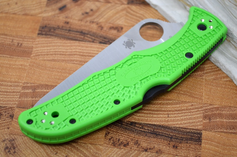 Spyderco Pacific 2 - Green FRN Handle / Satin Plain LC200N Blade - C91FPGR2