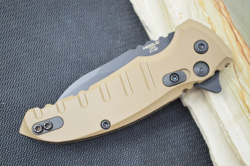 Hogue Knives X1 Microflip - Matte FDE Aluminum Handle / CPM-154 Steel / Black Wharncliffe Blade 24167