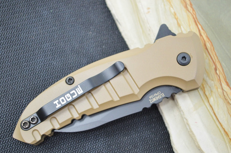 Hogue Knives X1 Microflip - Matte FDE Aluminum Handle / 154CM Steel / Black Wharncliffe Blade 24167