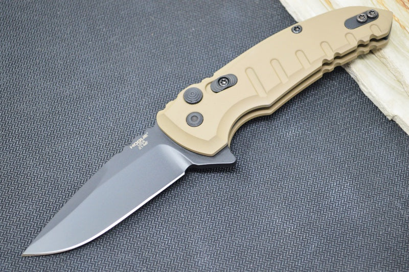 Hogue Knives X1 Microflip - Matte FDE Aluminum Handle / CPM-154 Steel / Black Drop Point Blade 24177
