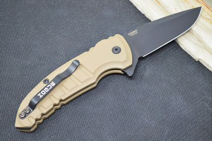 Hogue Knives X1 Microflip - Matte FDE Aluminum Handle / 154CM Steel / Black Drop Point Blade 24177