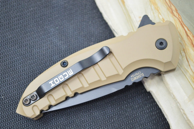 Hogue Knives X1 Microflip - Matte FDE Aluminum Handle / CPM-154 Steel / Black Drop Point Blade 24177
