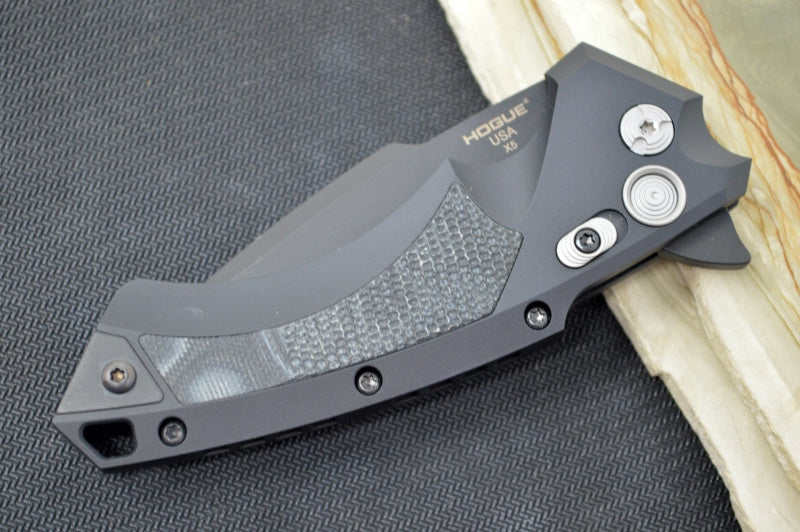 Hogue Knives EX 05 - Black Aluminum Handle / 154CM / Black Spear Point Blade 34559