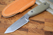 Bradford Knives Guardian 3.5 - 3D OD Green Micarta Handle / Stonewash M390 Blade / Tanto Grind 3.5T-102-M390 - Northwest Knives
