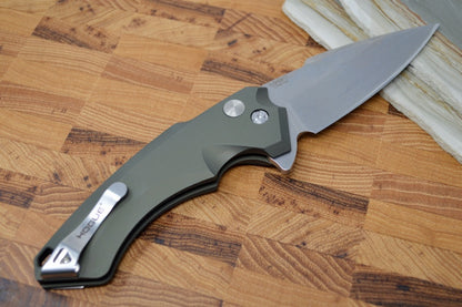 Hogue Knives EX 05 - OD Green Aluminum Handle / Tumbled 154CM Blade 34551-X5