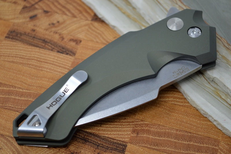Hogue Knives EX 05 - OD Green Aluminum Handle / Tumbled 154CM Blade 34551-X5