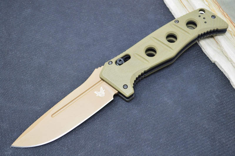 Benchmade 2750FE-2 Adamas Knife Auto - Flat Dark Earth CPM-CruWear Drop Point Blade / OD Green G-10 Handle