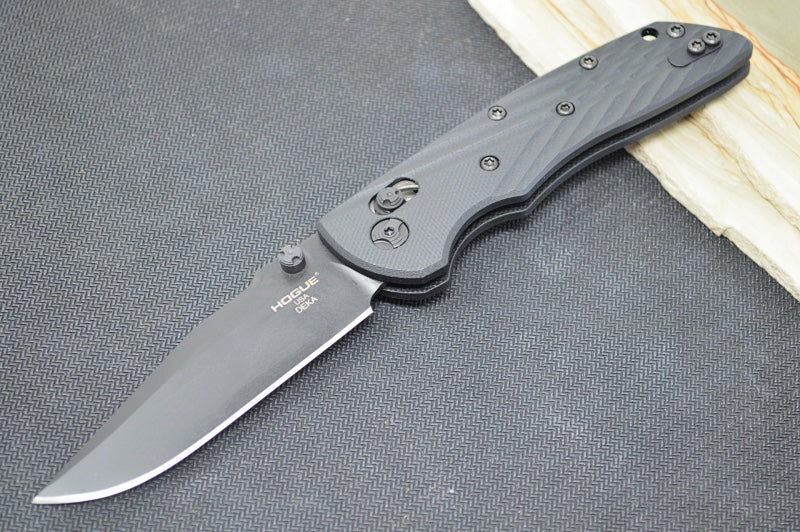 Hogue Knives Deka - Black G-10 Handle / CPM-20CV / Black Clip Point Blade 24276