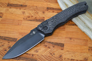 Heretic Knives Wraith Auto - Black DLC Drop Point / Carbon Fiber Handle & Marbled Carbon Fiber Bolster H000-6A-CF - Northwest Knives