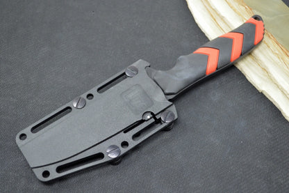 Hogue Knives H&K Fray Fixed Blade - Red & Black Rubber Handle / Black Cerakote Tanto Coated Blade / CPM-154CM 55242