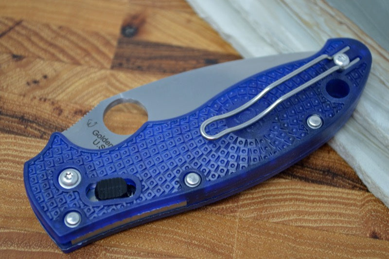 Spyderco Manix 2 - Blue Translucent FRN Handle / BD1N Blade C101PBL2