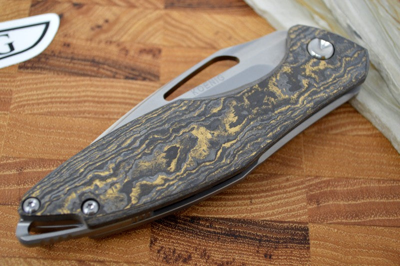 Koenig Arius Flipper Delete- Gold Dust Carbon Fiber - Brightwashed Blade (Gen 4)