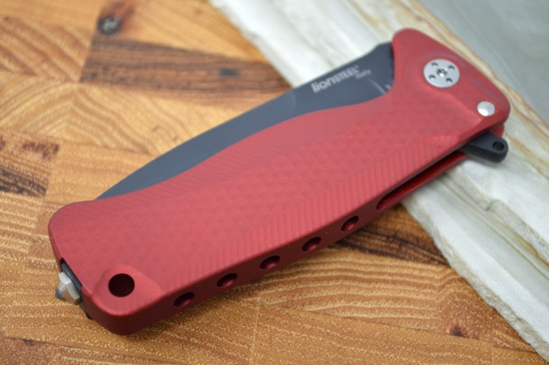 Lionsteel SR-22 Red Aluminum Integral Flipper - Black Blade - SR22ARB - Northwest Knives