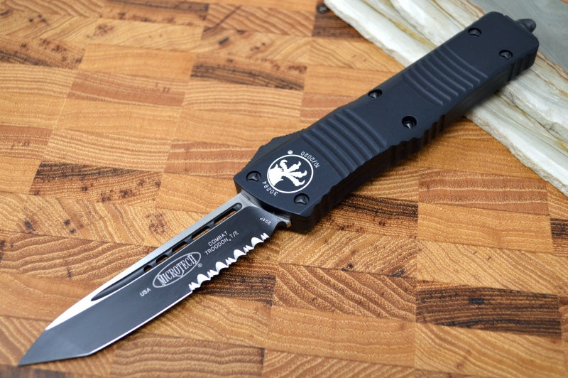 Microtech Combat Troodon OTF Tactical - Black Blade / Tanto Style / Black Handle - 144-2T