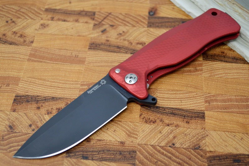 Lionsteel SR-11 Red Aluminum Integral Flipper - Black Blade - SR11ARB - Northwest Knives