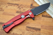 Lionsteel SR-11 Red Aluminum Integral Flipper - Black Blade - SR11ARB - Northwest Knives