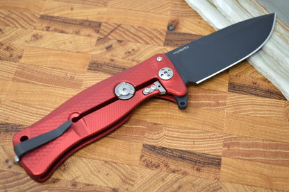 Lionsteel SR-11 Red Aluminum Integral Flipper - Black Blade - SR11ARB