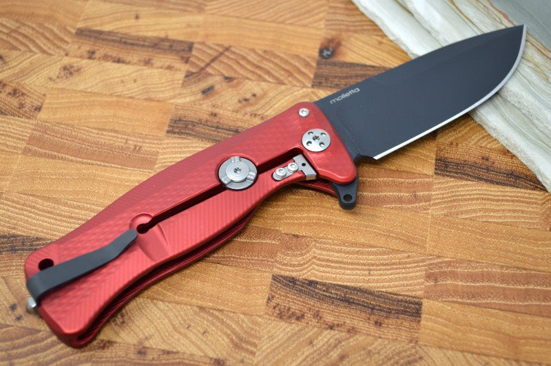 Lionsteel SR-11 Red Aluminum Integral Flipper - Black Blade - SR11ARB - Northwest Knives