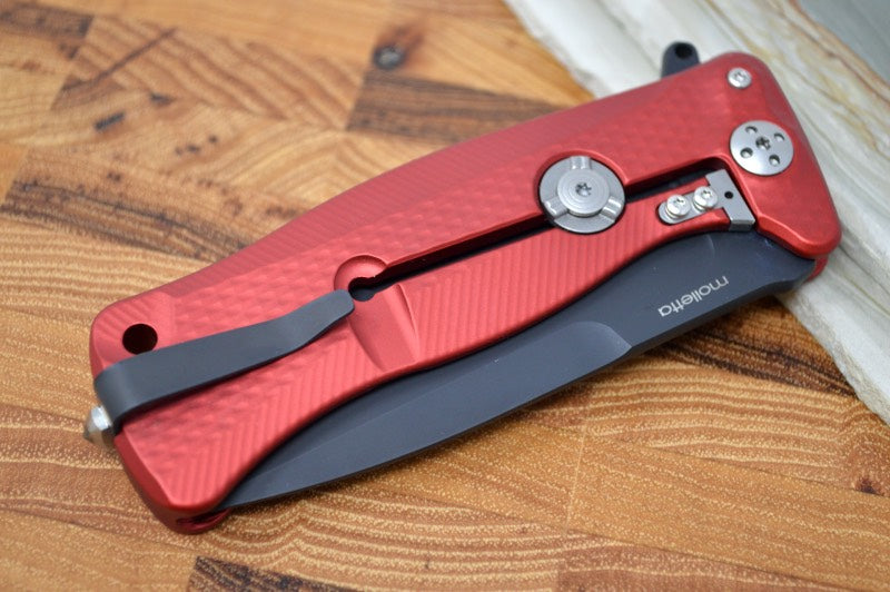 Lionsteel SR-11 Red Aluminum Integral Flipper - Black Blade - SR11ARB - Northwest Knives