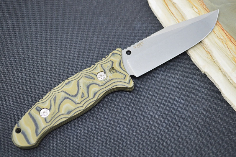 Hogue Knives EX F02 - G10 GMascus Green Handle Scales / Stonewash A2 Tool Steel Blade 35278