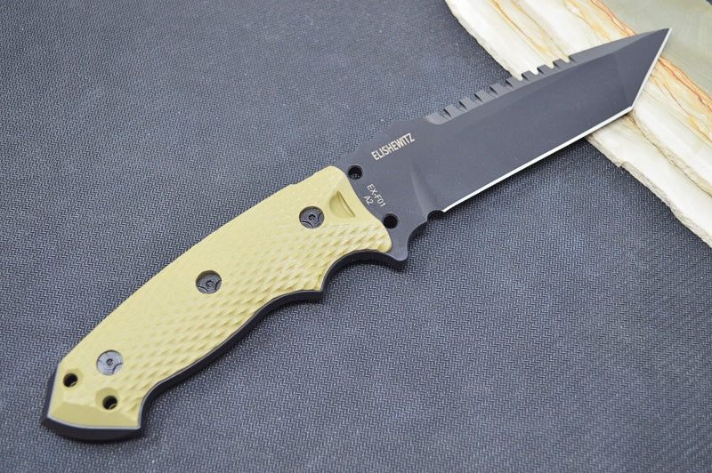 Hogue Knives EX F01 - Solid OD Green G-10 Handle Scales / Black A2 Tool Steel Blade / 5.5" Tanto Blade 35128