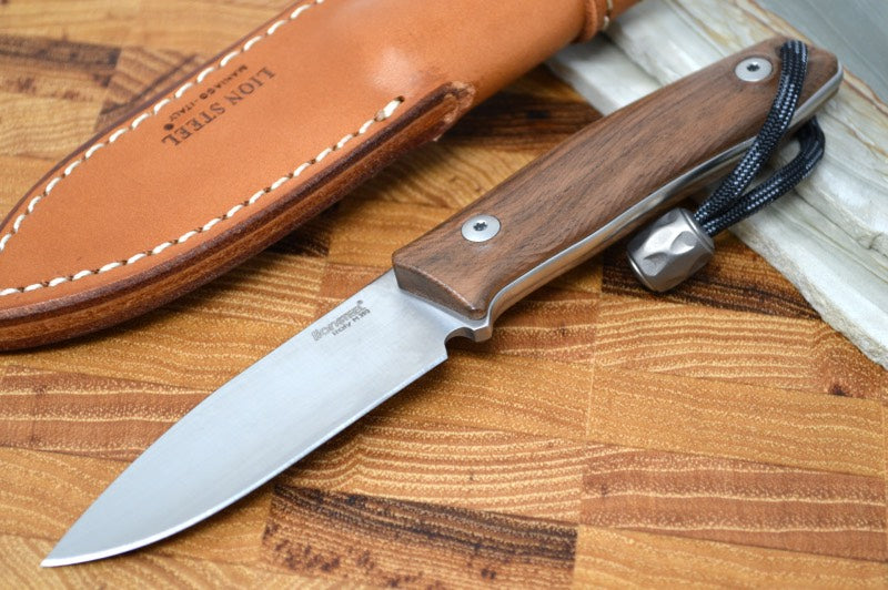 Lionsteel M1 Hunting Knife w/ Walnut Wood Handle - Fixed Blade