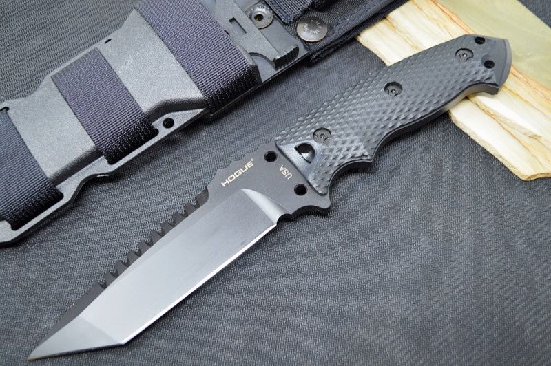 Hogue Knives EX F01 - Solid Black G-10 Handle Scales / Black A2 Tool Steel Blade / 5.5" Tanto Blade 35129 - Northwest Knives