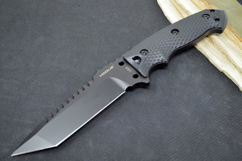 Hogue Knives EX F01 - Solid Black G-10 Handle Scales / Black A2 Tool Steel Blade / 5.5" Tanto Blade 35129 - Northwest Knives