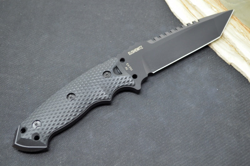Hogue Knives EX F01 - Solid Black G-10 Handle Scales / Black A2 Tool Steel Blade / 5.5" Tanto Blade 35129 - Northwest Knives