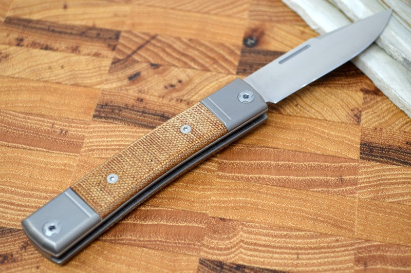 Lionsteel bestMAN Slip Joint - Natural Canvas Micarta / M390 Steel - BM1CVN - Northwest Knives