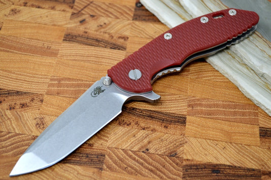 Rick Hinderer Knives XM-18 - 3.5" Spanto Blade / Stonewash Finish / Red G-10 Handle