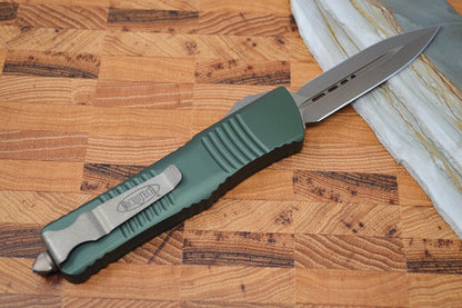 Microtech Combat Troodon OTF - Bronzed Apocalyptic Finish / Dagger Blade / OD Green Handle - 142-13APOD