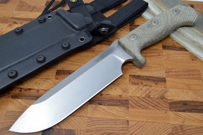 Lionsteel M7 Fixed Blade Hunting Knife - Green Canvas Micarta Handle